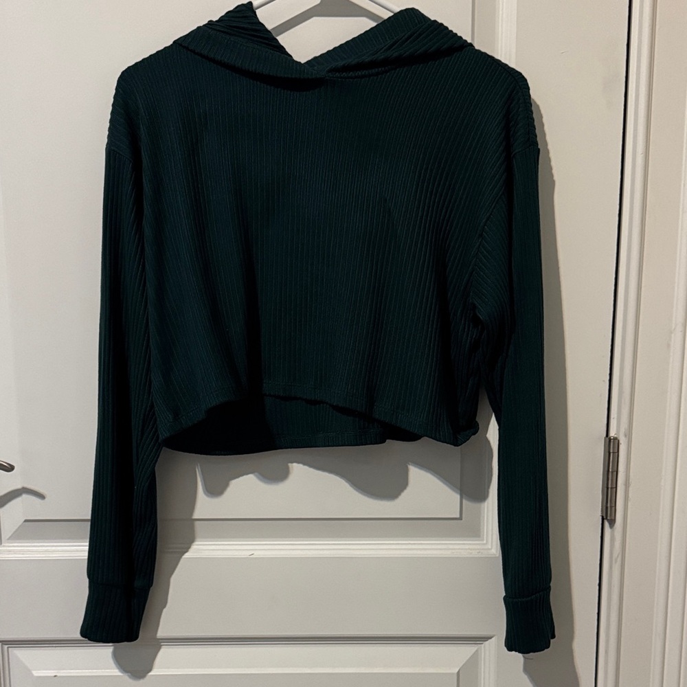 Hollister Forest Green Women's Cropped Hoodie